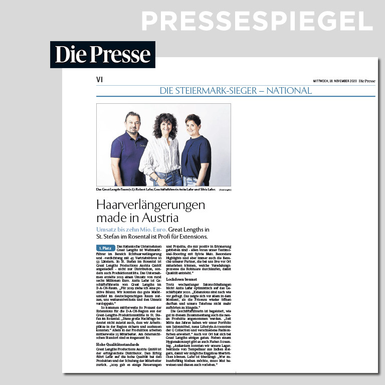 Die Presse, 18. November 2021 (© Great Lengths)