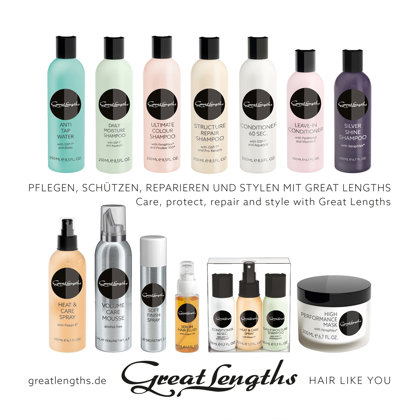 Pflegen, schützen, reparieren und stylen mit Great Lengths (© Great Lengths)